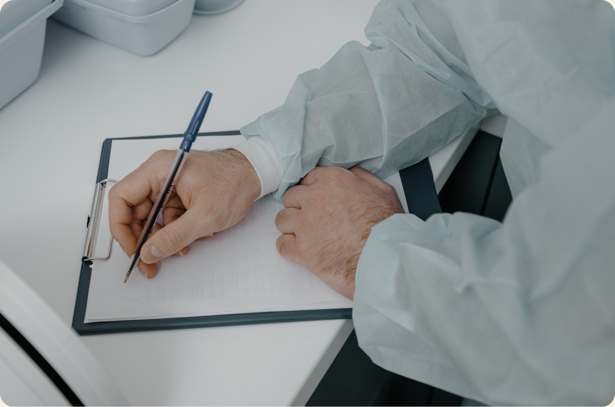 Psychiatric provider writing a treatment plan