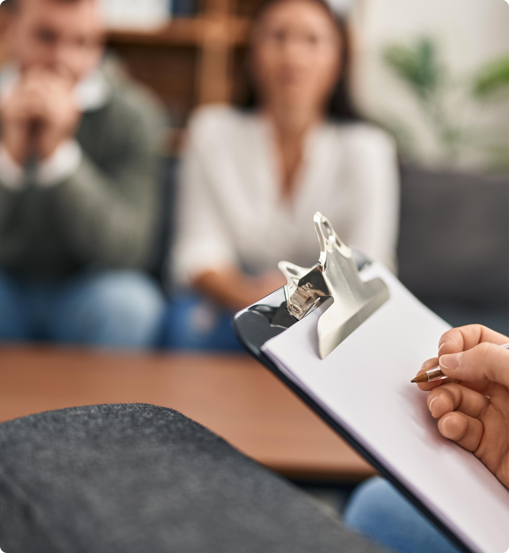 Provider taking notes during session